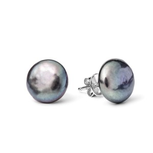 Cercei perle naturale negre 12 mm si argint DiAmanti EFC12E_B-G (Argint 925‰ 1,1 g.)